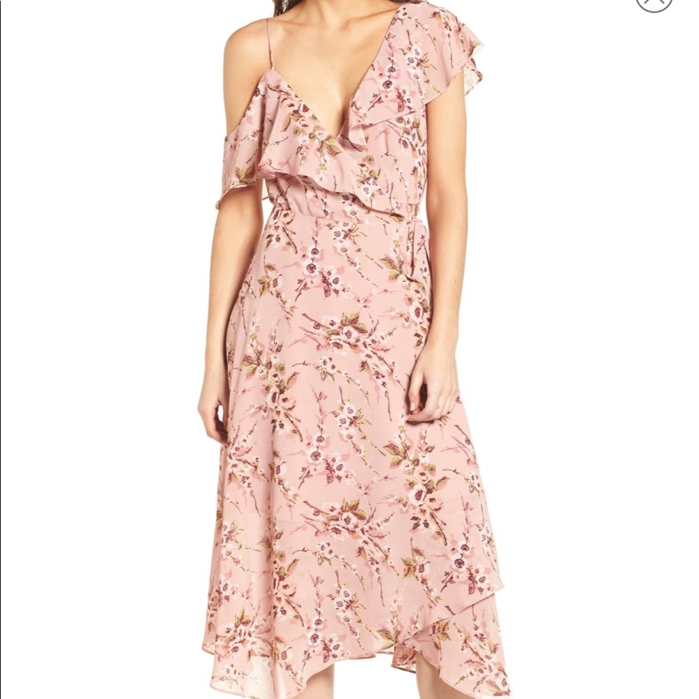 WAYF asymmetrical one shoulder midi dress